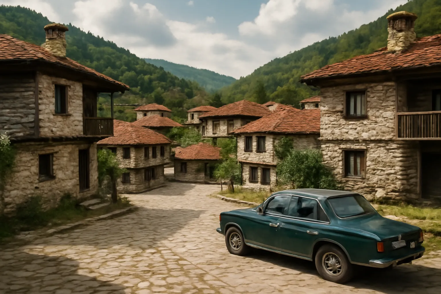 Rue colorée de la vieille ville de Plovdiv avec maisons de la Renaissance