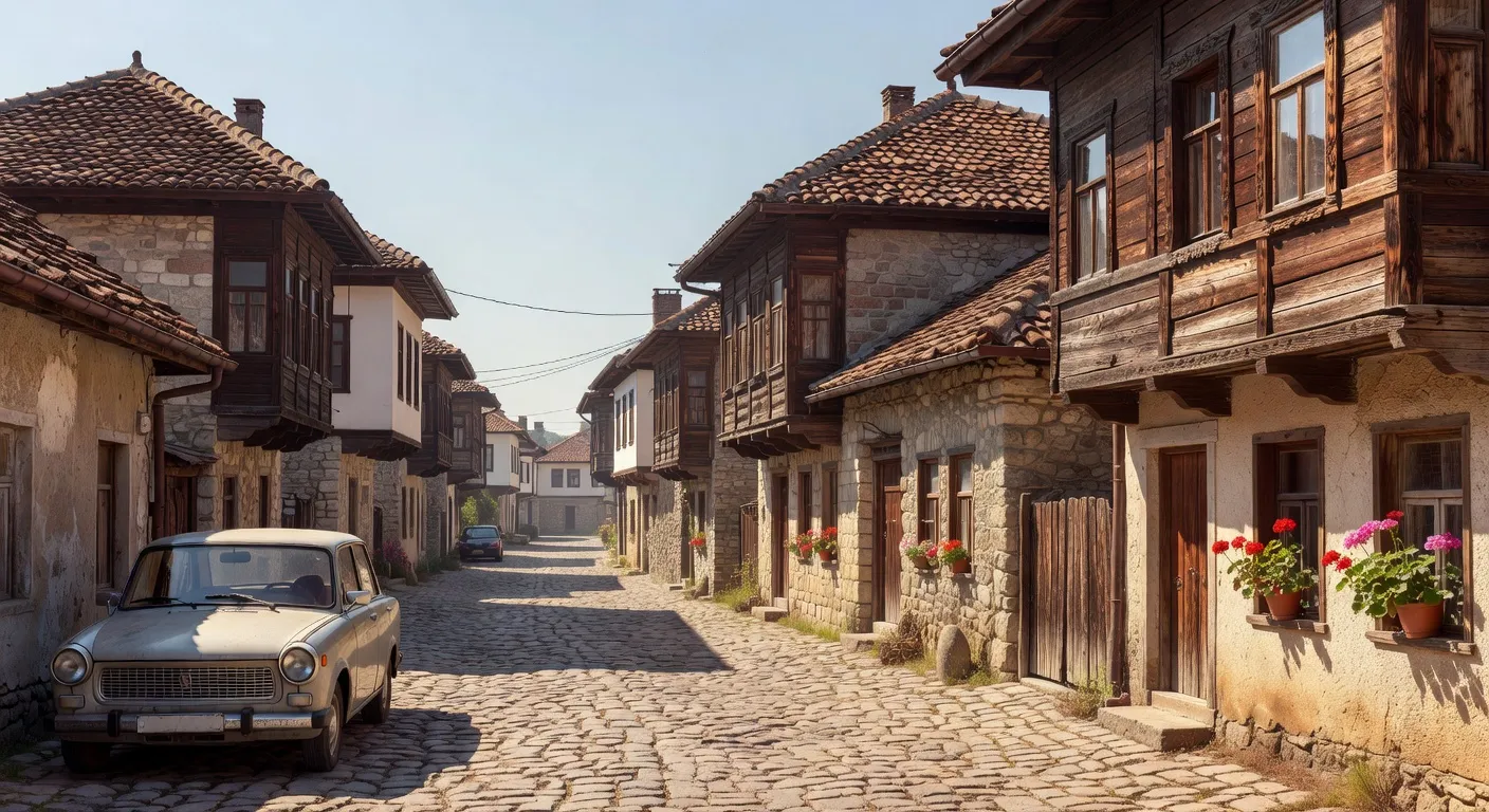 Village traditionnel bulgare avec maisons de style Renaissance