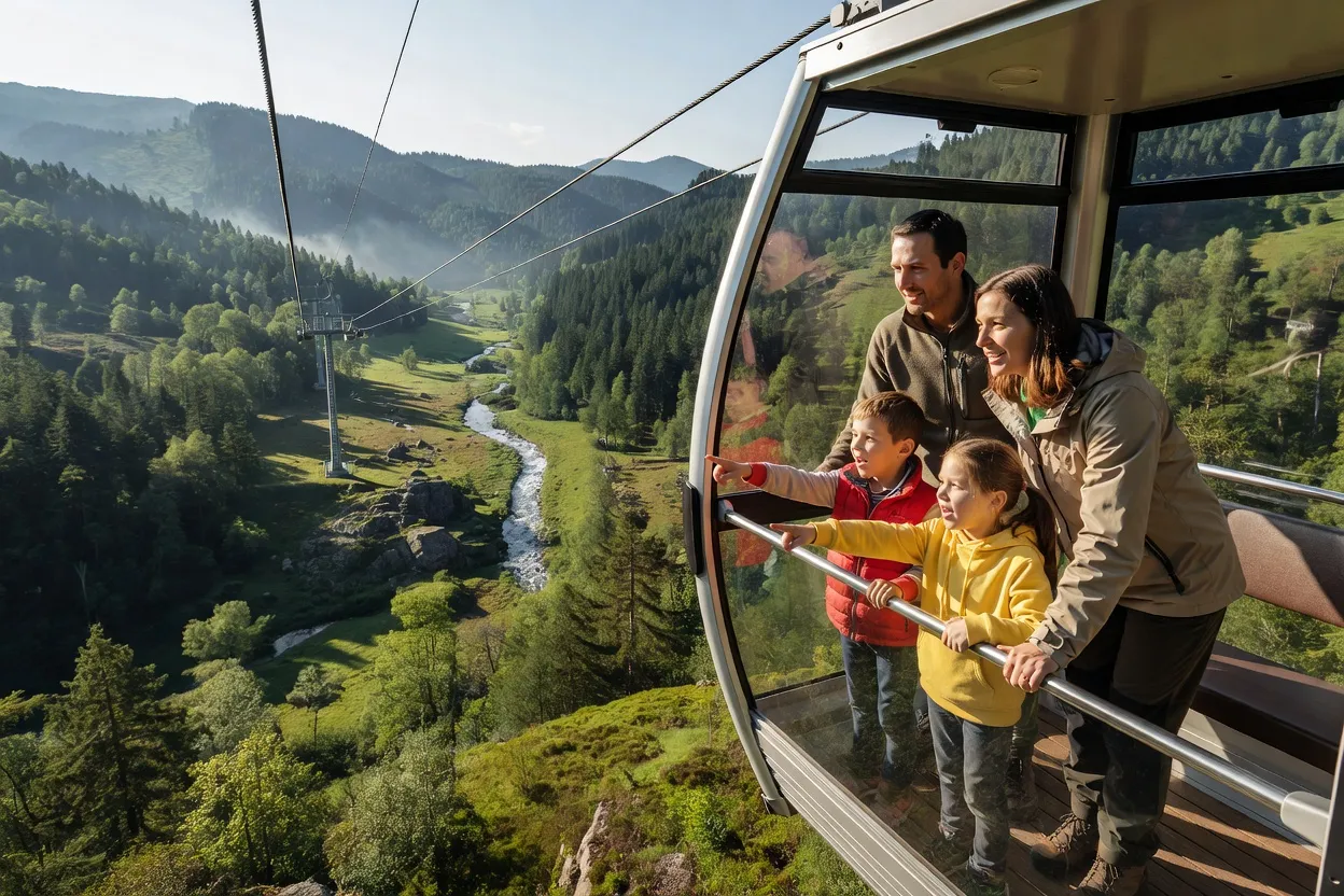 Famille avec enfants visitant un site touristique en Bulgarie, ambiance conviviale - illustration 2