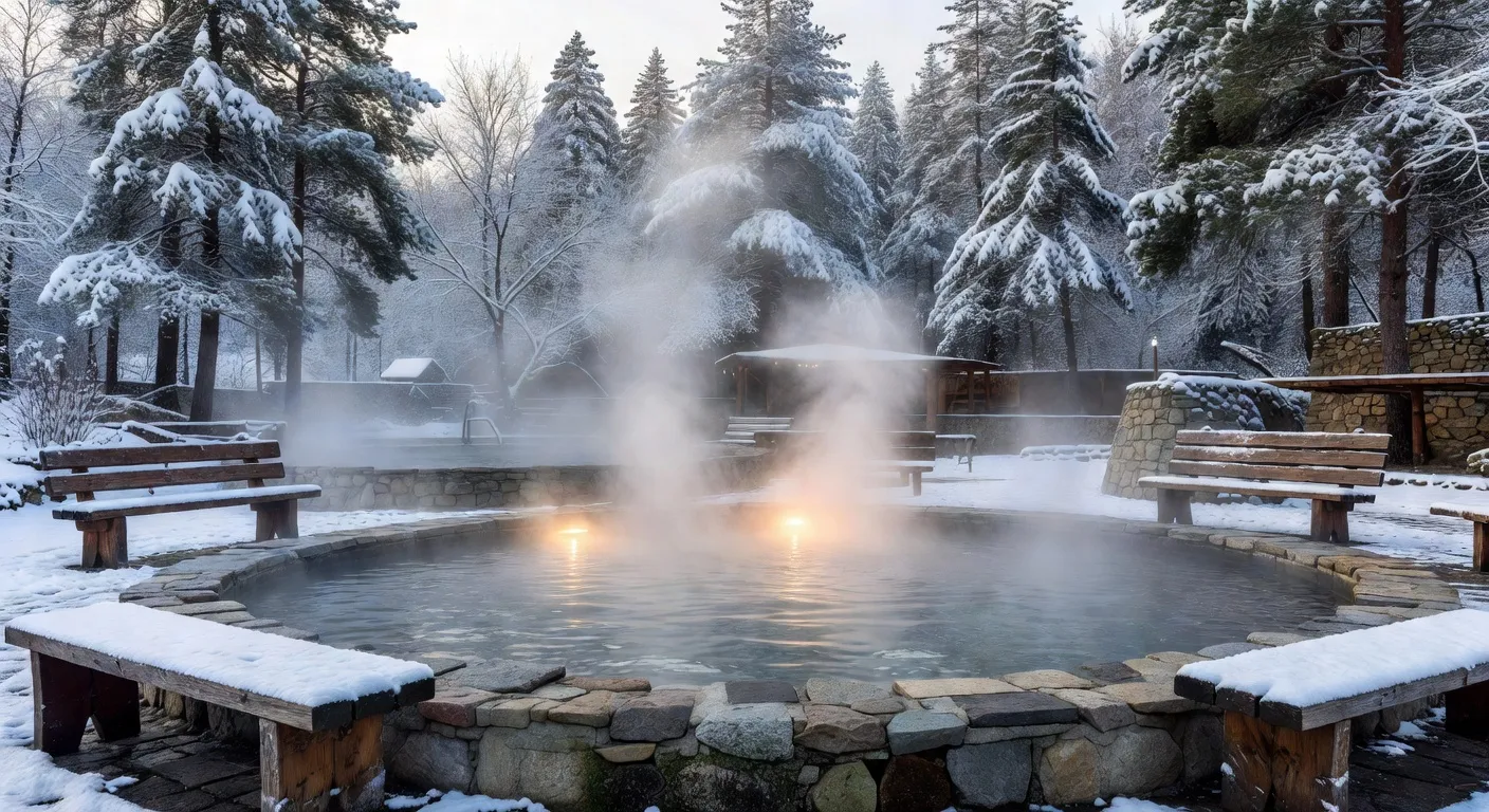 Sources thermales bulgares en hiver à Velingrad