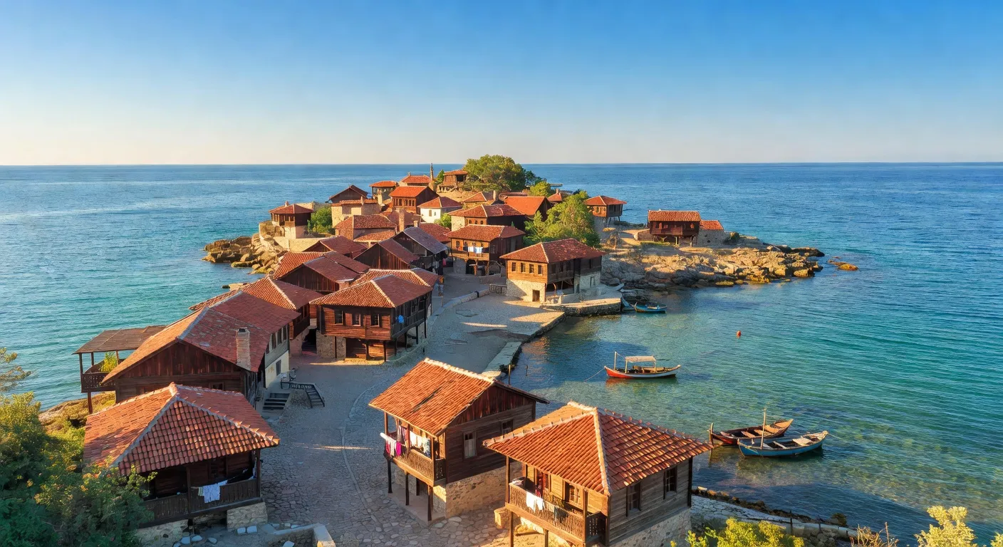 Vue sur Nesebar, cité médiévale UNESCO sur la mer Noire
