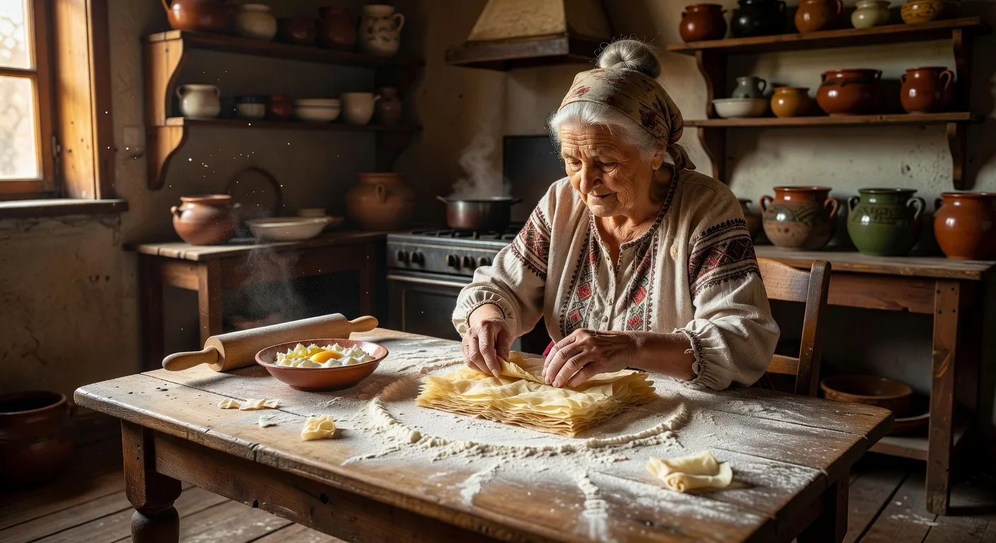 Préparation traditionnelle de la banitsa bulgare