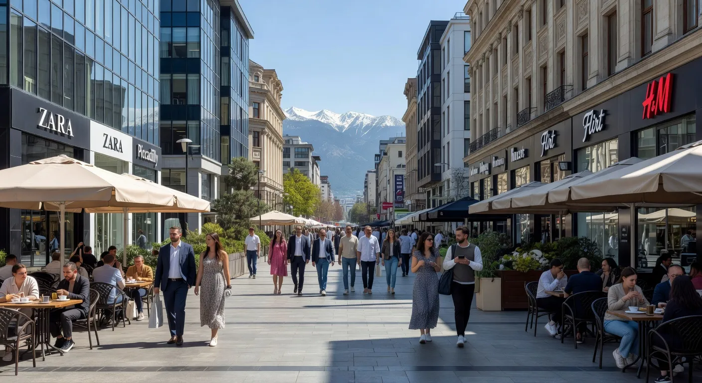 Boulevard Vitosha à Sofia, artère piétonne animée