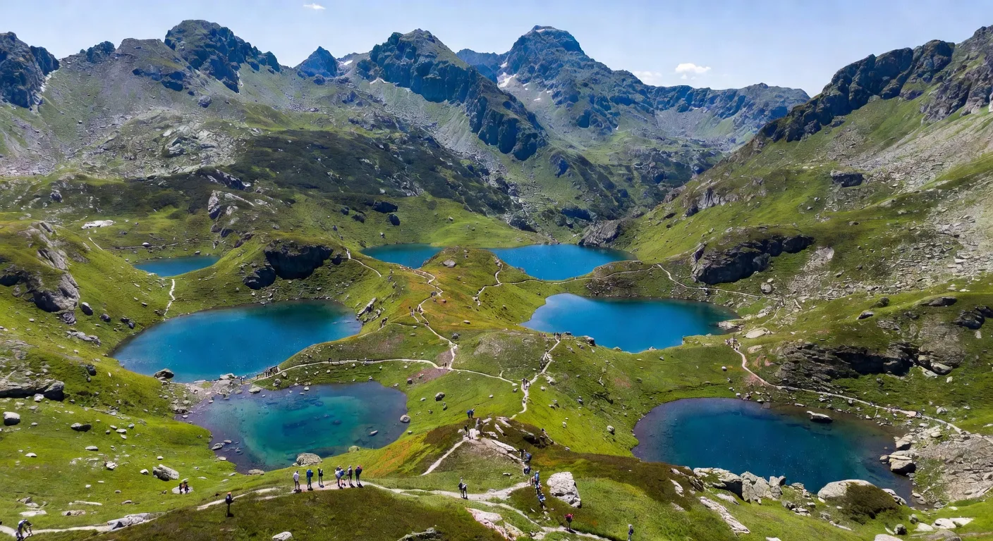 Vue aérienne des sept lacs de Rila en Bulgarie