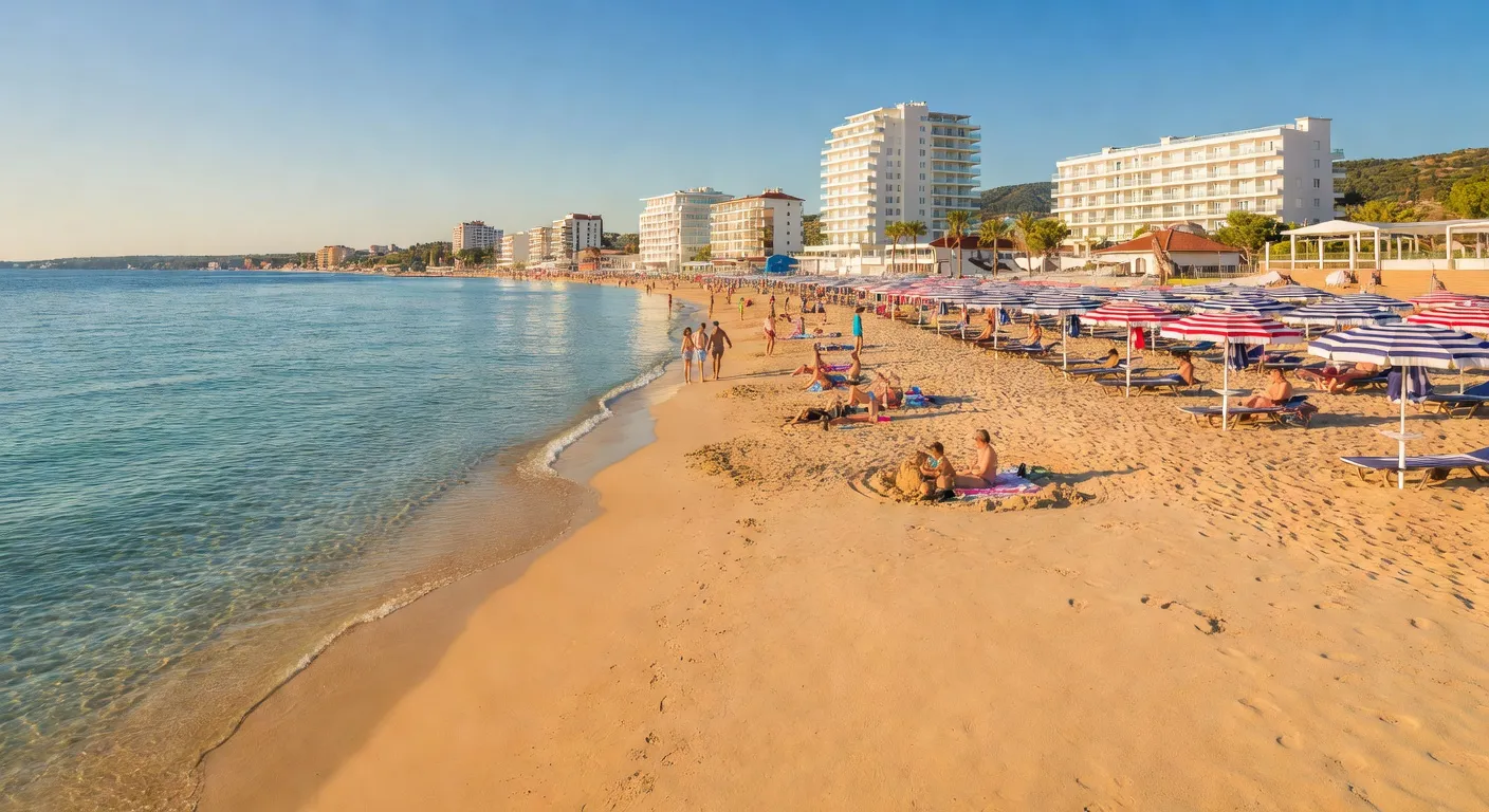 Plage de sable de Sunny Beach Bulgarie en été