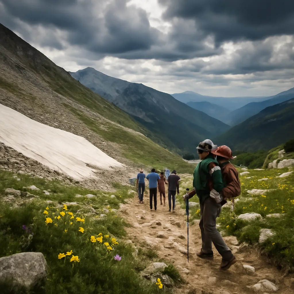 Sentier de randonnée dans le massif du Pirin en Bulgarie avec vue sur les sommets calcaires et forêts de pins