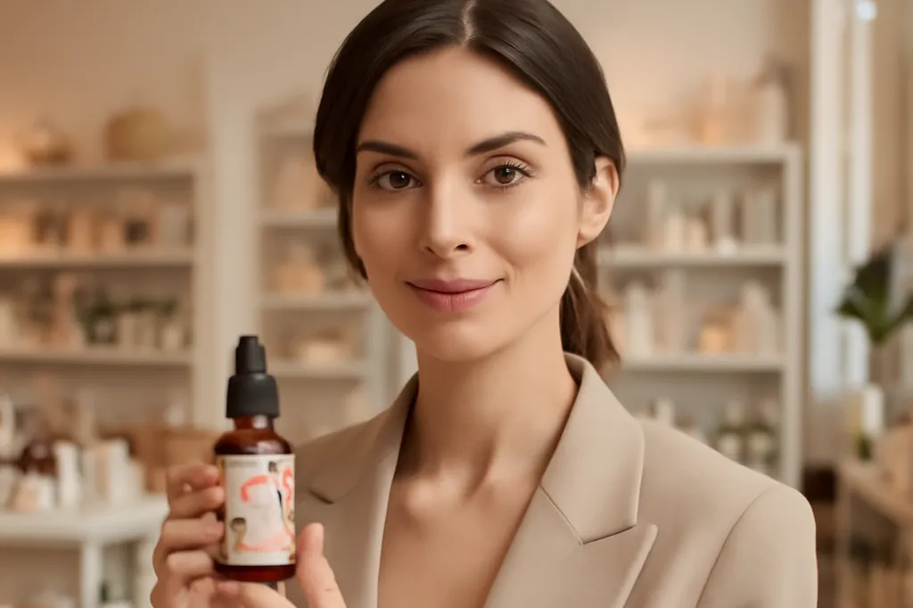 Vitrine de cosmetiques a la rose de Damas dans une boutique de Sofia - illustration 1