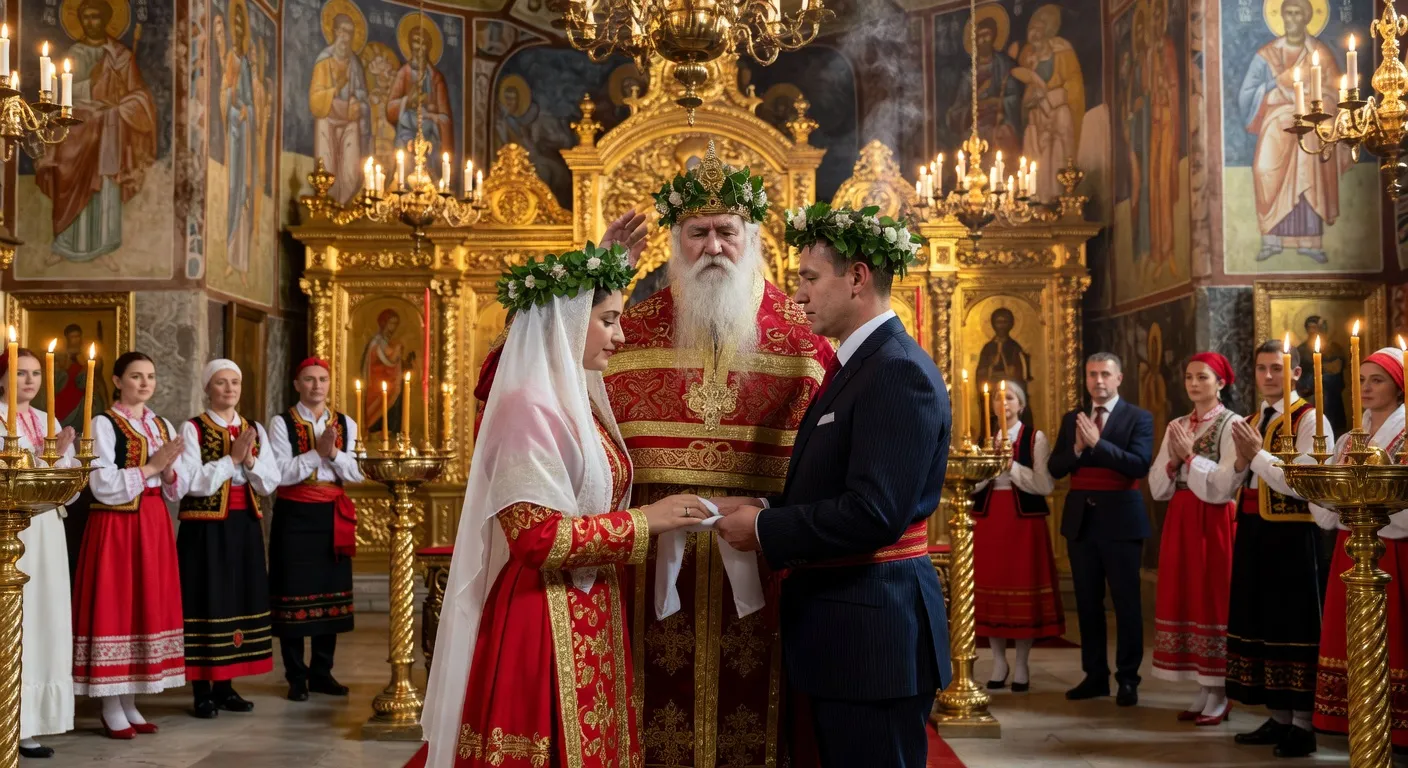Cérémonie de couronnement (stefanovanie) dans un mariage orthodoxe bulgare