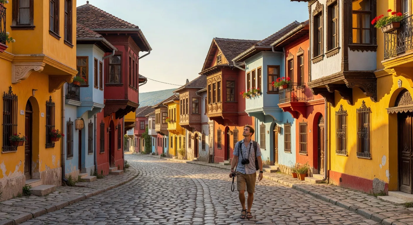 Ruelles colorées de la vieille ville de Plovdiv en Bulgarie