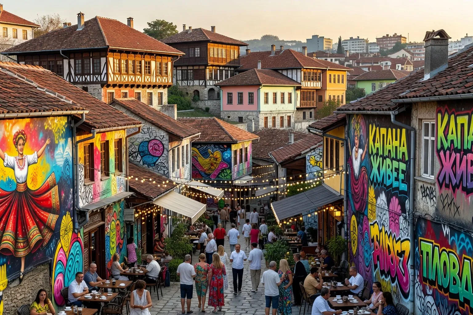 Plovdiv, théâtre antique romain et vieille ville bulgare