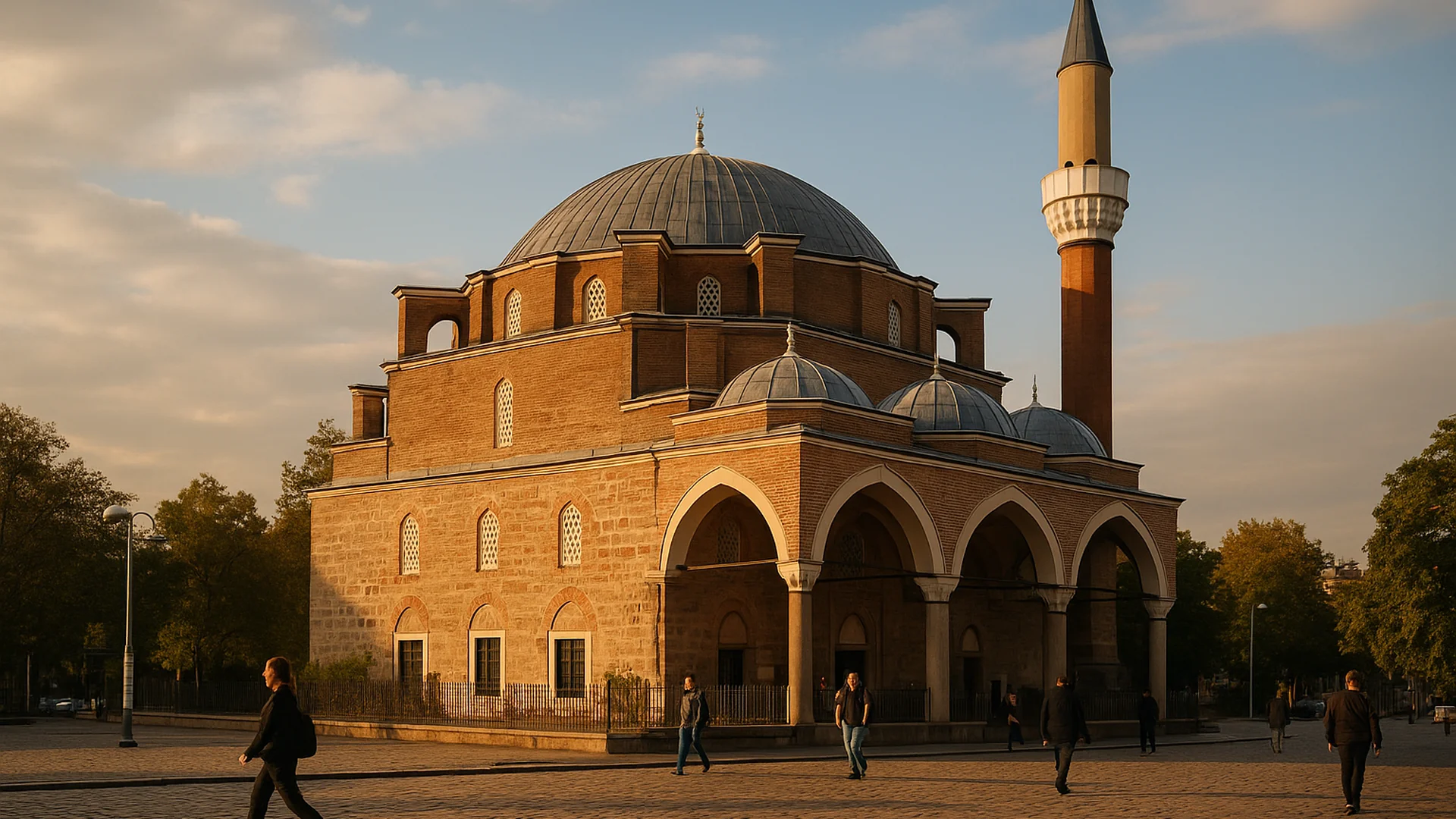 Le dôme et le minaret de la mosquée Banya Bashi à Sofia, héritage ottoman de la Bulgarie