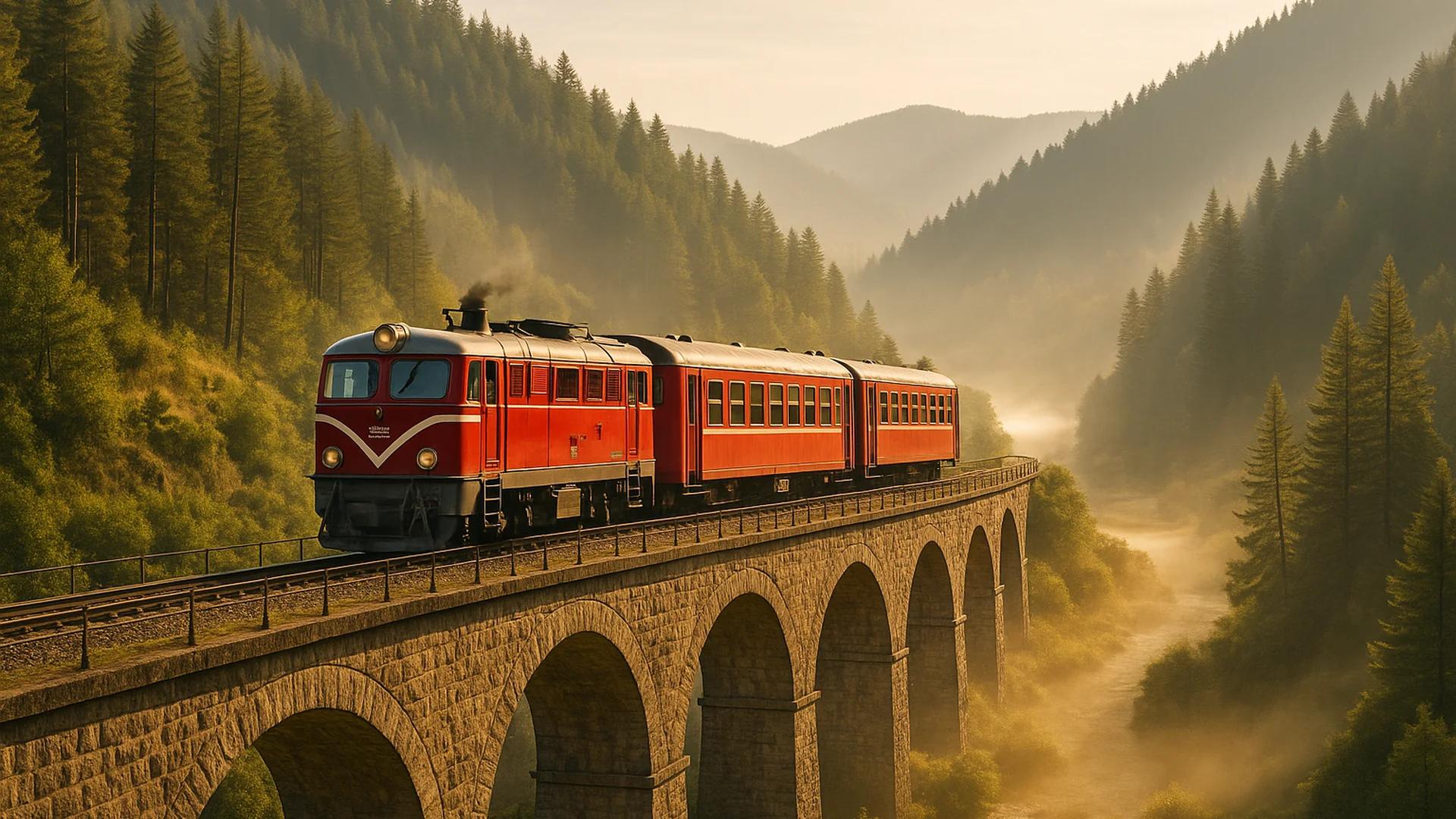 Le train à voie étroite des Rhodopes traversant les montagnes bulgares entre Septemvri et Dobrinishte