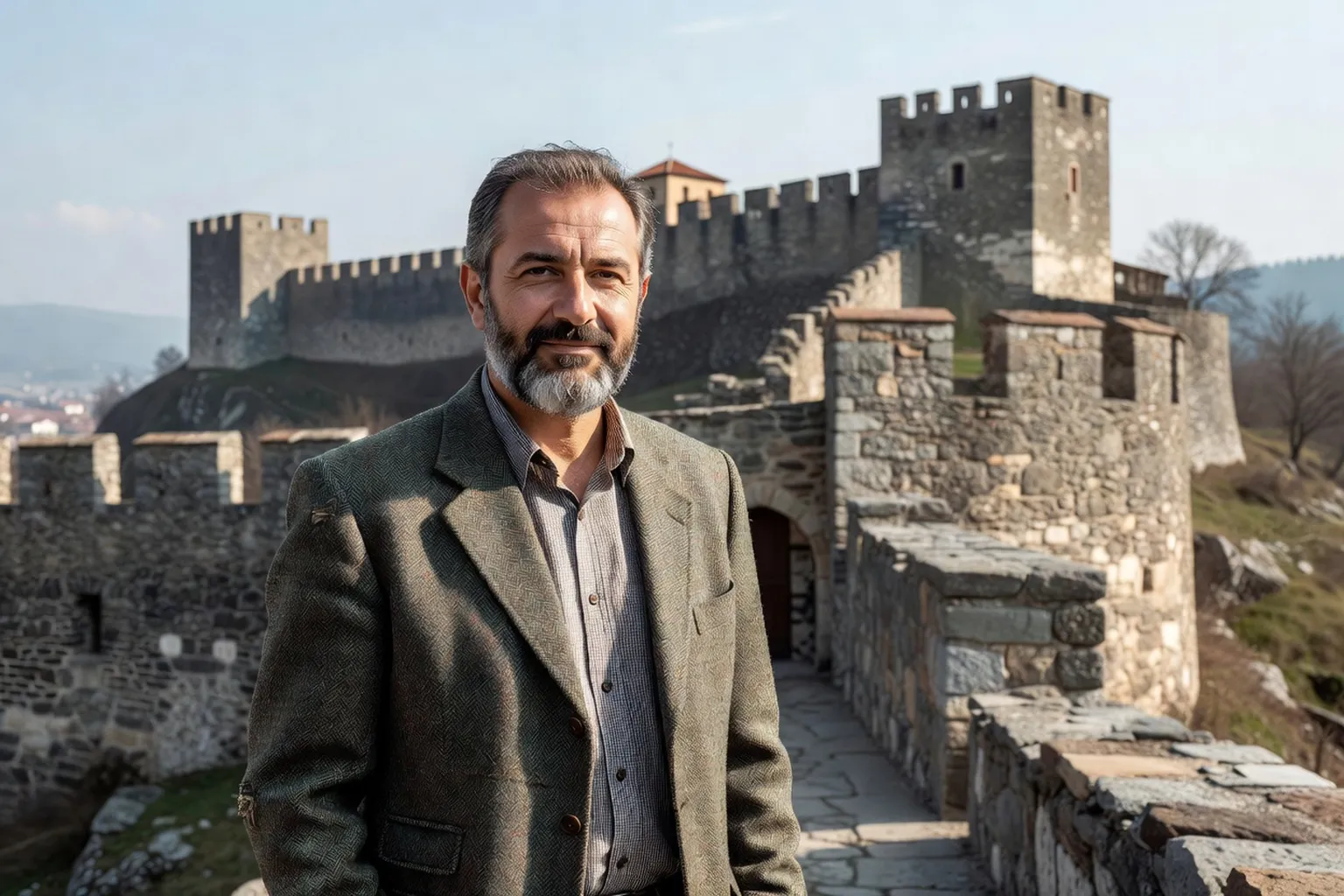Vasil Iliev, guide historien diplômé universite Sofia, devant la forteresse de Tsarevets à Veliko Tarnovo