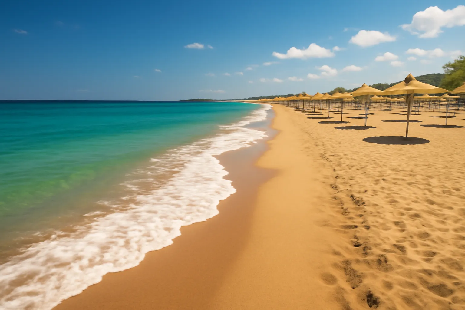 Plage de sable doré sur la côte de la mer Noire en Bulgarie