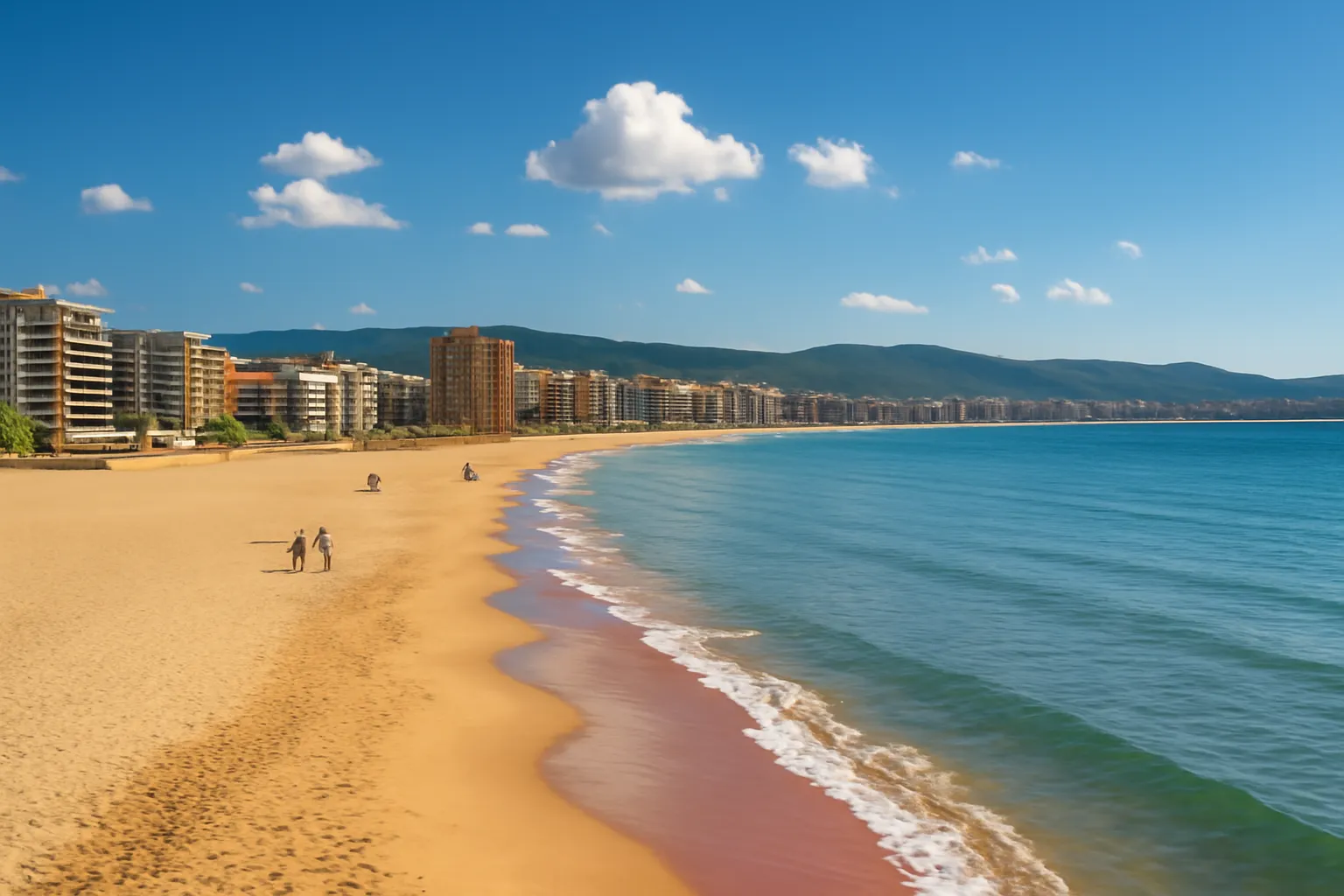 Vue panoramique de la plage de Sunny Beach et ses eaux turquoise