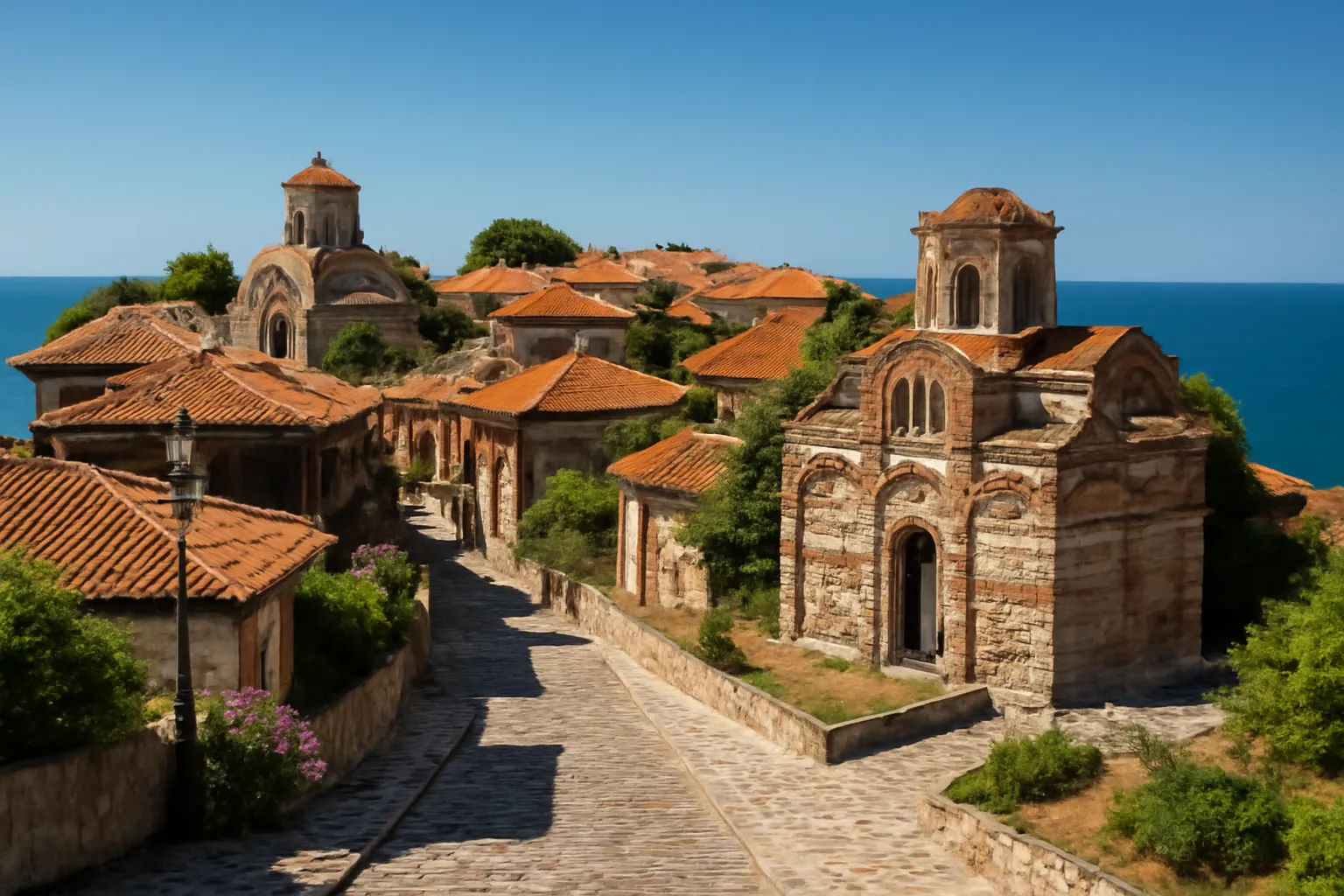 Falaise rouge du cap Kaliakra surplombant la mer Noire